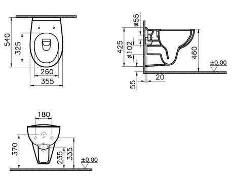 Alva Idea Wand-WC Tiefspüler + 6cm Barrierefrei, spülrandlos, Weiß - AQBFIDWWCTESS