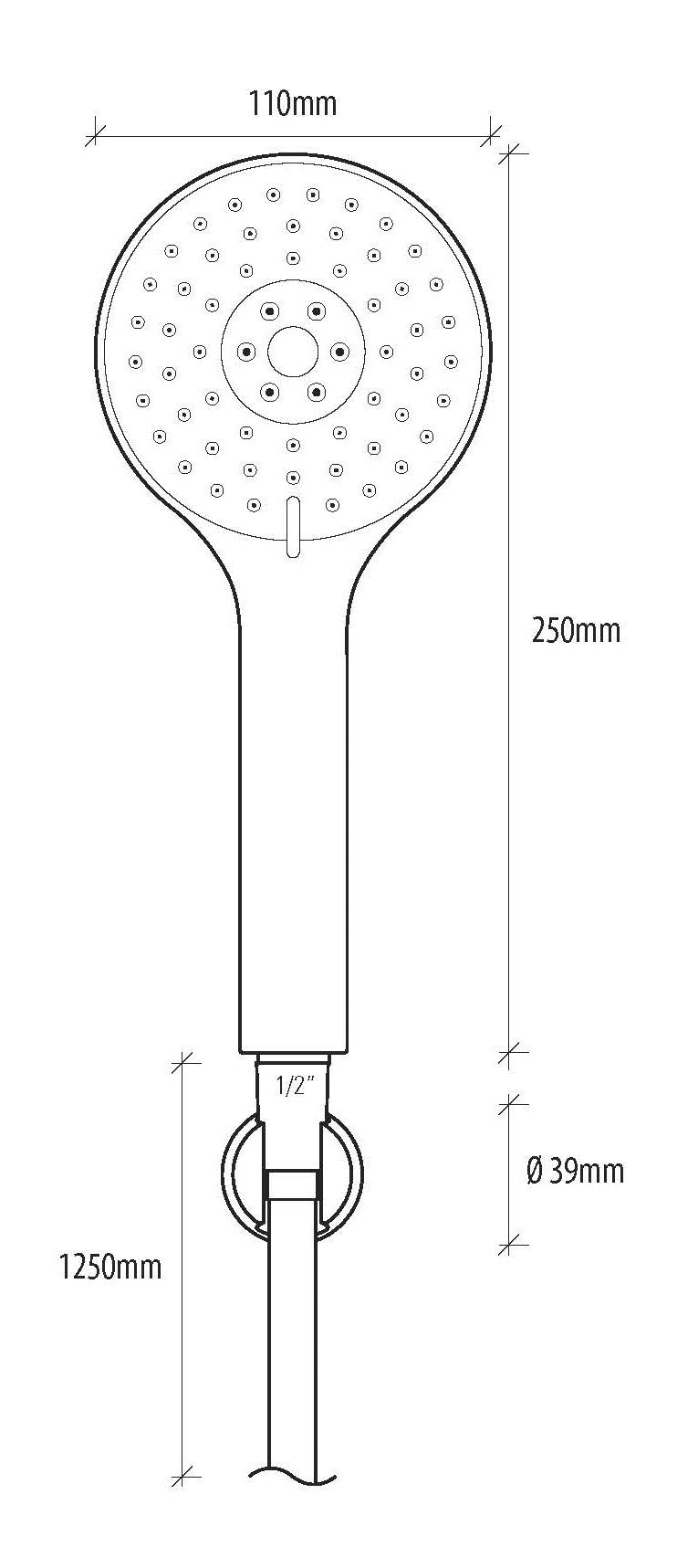 Alva Varia Wanneset, HB 3-fach Wandhalter, Brauseschl. 125cm, Chrom - AQARVAWS3.3