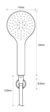 Alva Varia Wanneset, HB 3-fach Wandhalter, Brauseschl. 125cm, Chrom - AQARVAWS3.3