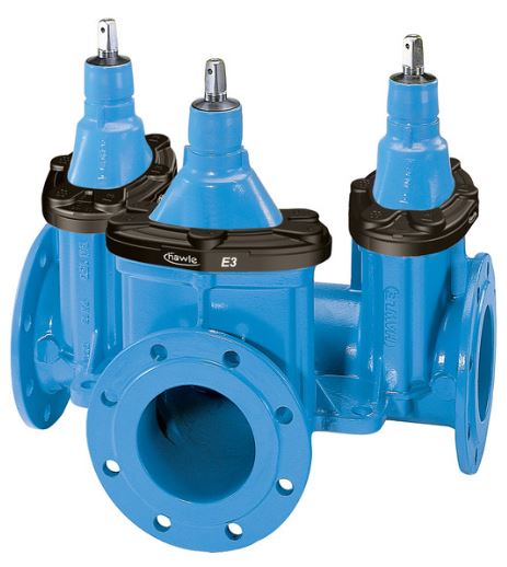 HAWLE Combi III T-Stueck Fig.4450 E3 PN10/16 DN 150 mm m.3-Absperr.o.Vert.   – 5018187