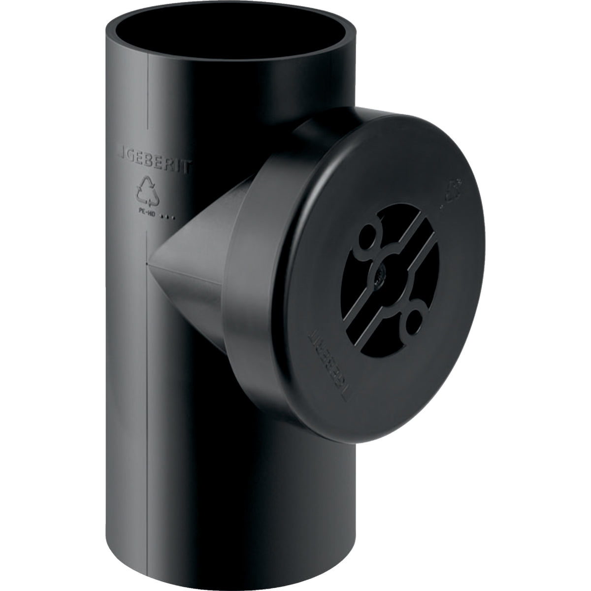 GEBERIT GE PE Putzstueck f.senkr. Leitungen 90 Gr. d90mm m.Verschlusskappe 366451   – 366.451.16.1