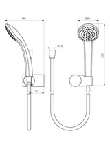Alva Varia Wannenset, HB 1-fach Wandhalter, Brauseschl. 160cm, Chrom - AQARVAWS1.4