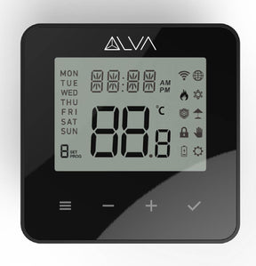 Alva Raumthermostat LCD programmierbar schwarz Kabel 230V, 16 A Relais - ALRTMLCD230P16S
