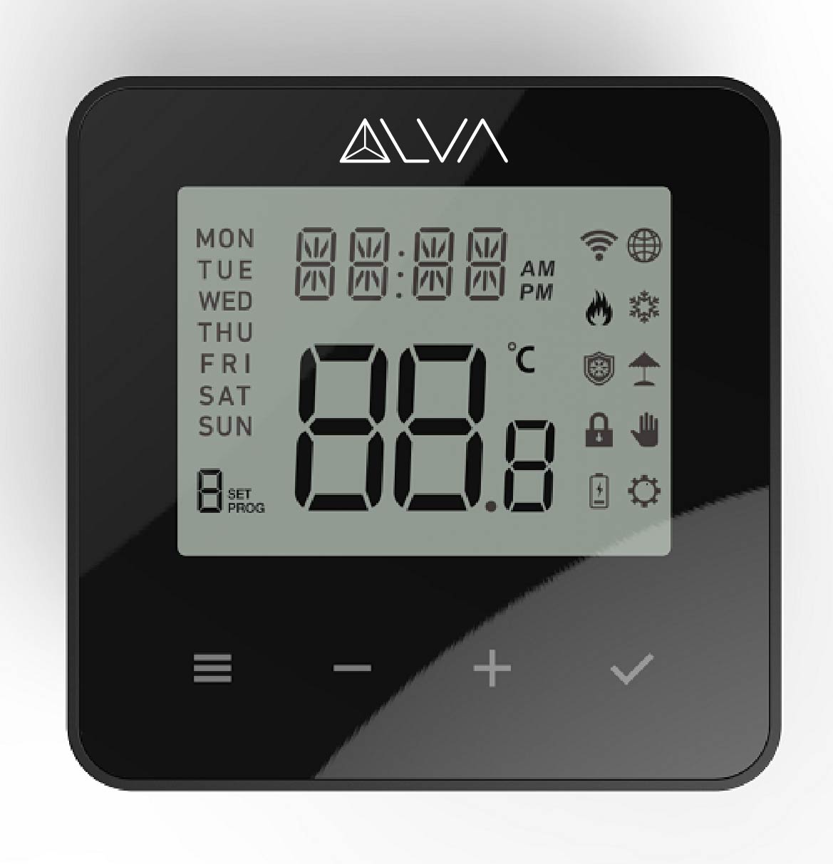 Alva Raumthermostat LCD programmierbar schwarz Kabel 230 V - ALRTMLCD230PRS