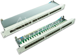 Alva 19 Zoll Patchpanel KAT.6, 24-Port, geschirmt, LSA+, grau - 19Z-PP-KAT6-24