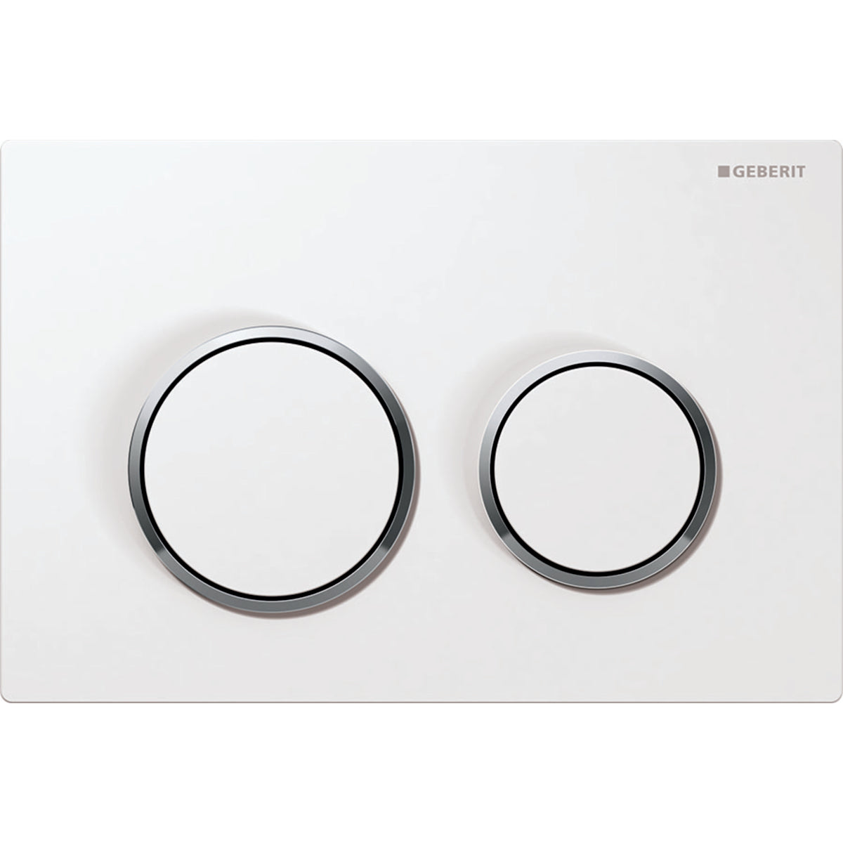 GEBERIT GE Betaetigungsplatte Omega20 2-Mengen weiss/glanzchrom/weiss, round   – 115.085.KJ.1