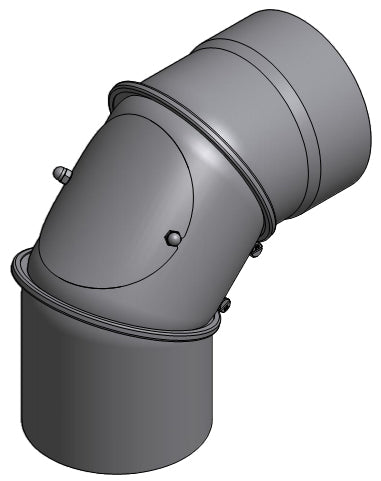 Alva Rauchrohrbogen gemufft 2 mm d 150 mm, drehbar 0-90 Grad, mit Putztür - ALSK2M150