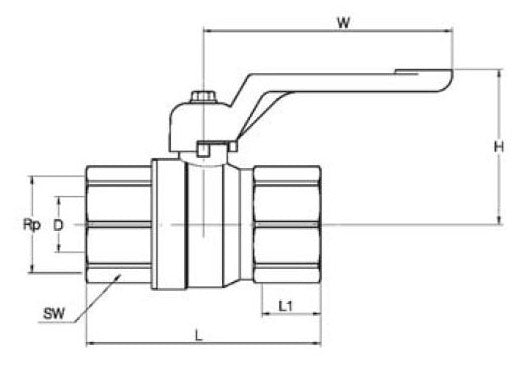 Alva TW-Kugelhahn Ms DN25 1"IG m.gruenem Hebelgriff DVGW - ACKHTW1