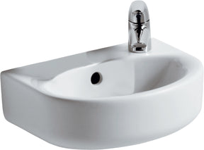 Alva Bela Handwaschbecken 35x26cm mit Hahnloch rechts, Weiß - AQKEBEHWB35GA