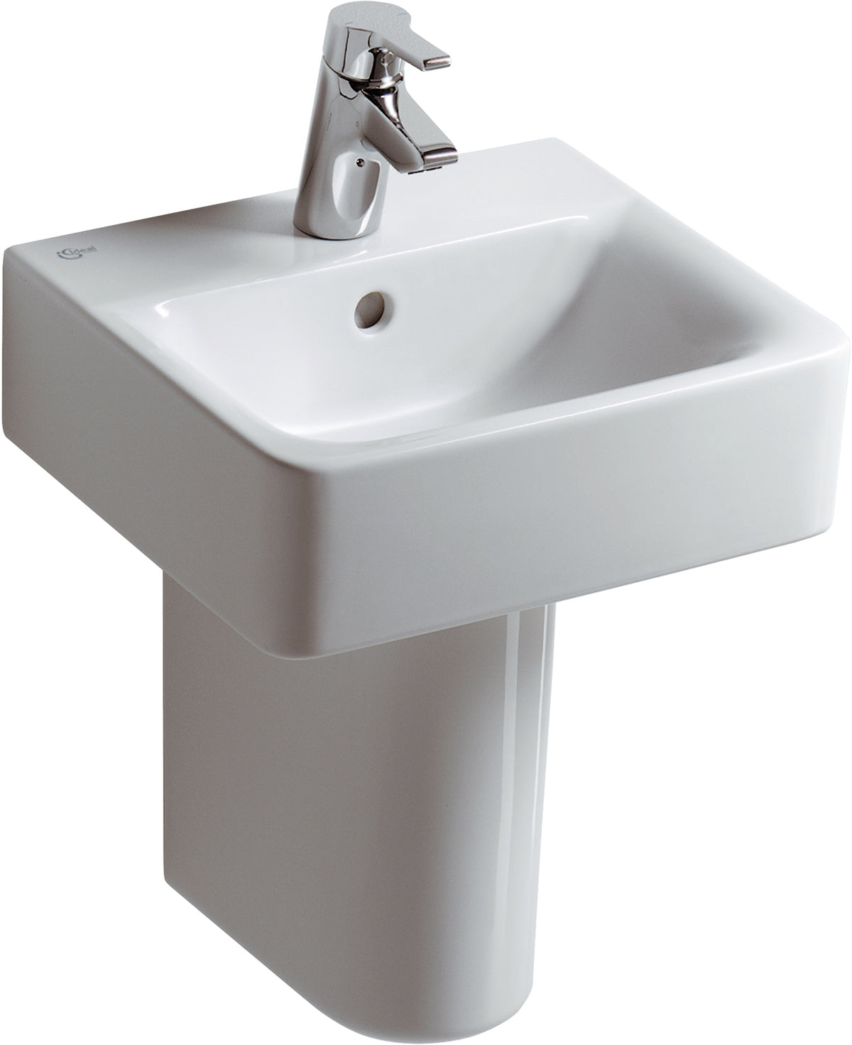 Alva Bela Handwaschbecken 40x36cm, mit Hahnloch, Weiß - AQKEBEHWB40