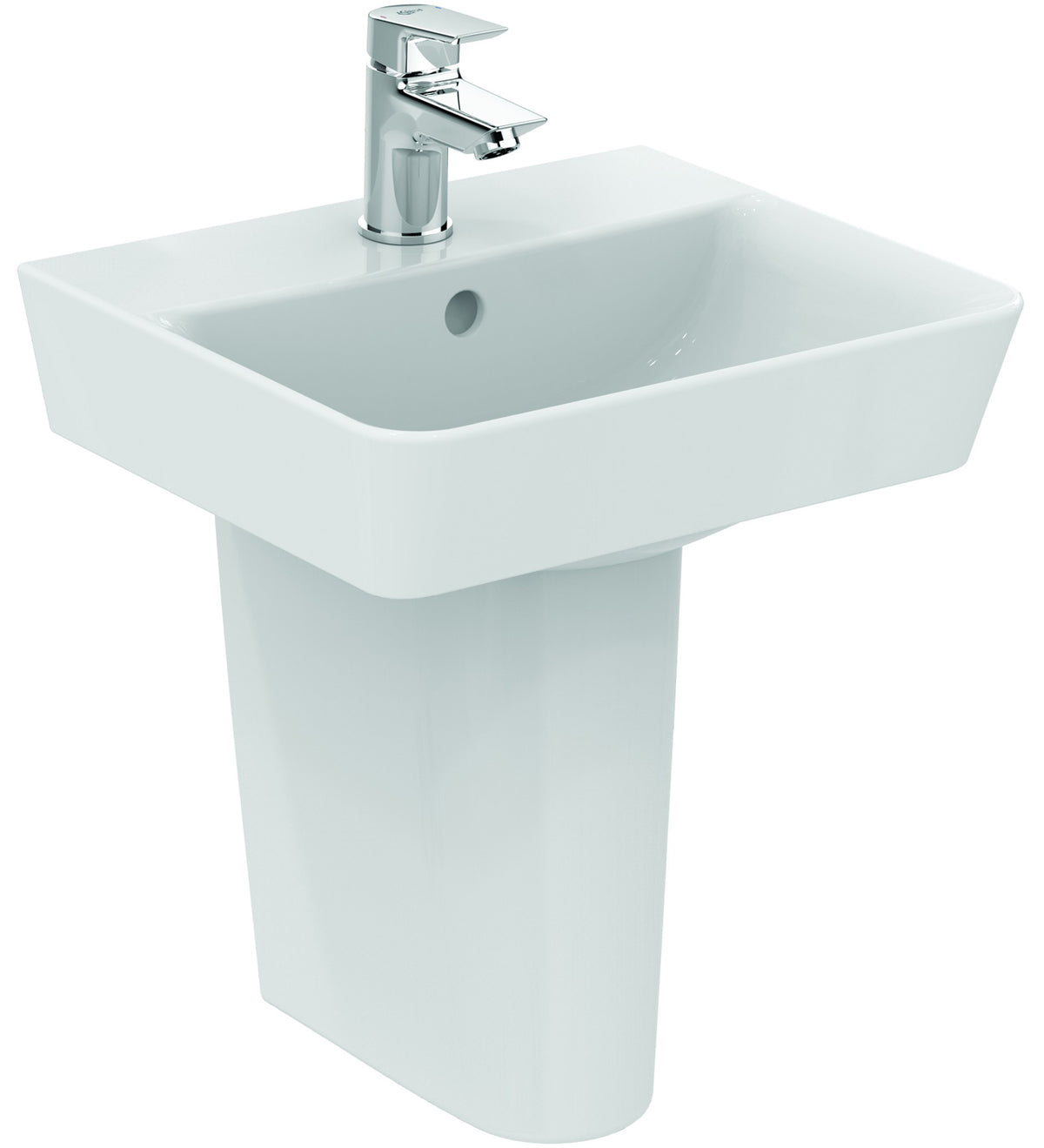 Alva Bela Handwaschbecken 40x35cm flache Ausführung, mit Hahnloch, Weiß - AQKEBEHWB40F