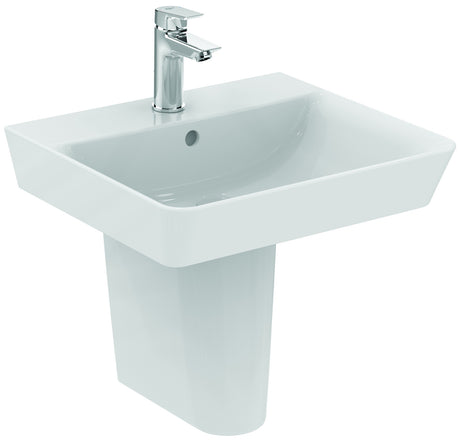 Alva Bela Waschtisch 55x46cm flache Ausführung, mit Hahnloch, Weiß - AQKEBEWT55F