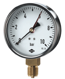 Alva Manometer Fig.2605(2) 1/2" 100mm Dm. 0-10 bar Anschl.unten - AL2605-10010
