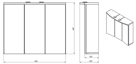 Alva Varia Spiegelschrank 83x69x25cm, LED-Spots, Weiß - AQBMVASPS3