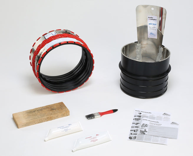 FUNKE Funke BI-Adapter DN150 inkl. VPC-Kuppl. f. Rohr-ID 145-155mm / AD 123-161mm   – BIA150
