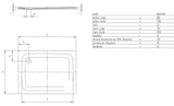 Alva Forta Stahlemail Brausetasse 120x80x2,5cm, schwe. Mod.,Weiß oh.Füsse - AQBTFOBT120.8FS