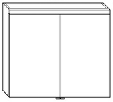 Alva Prima Spiegelschrank, Korpus verspiegelt, 80x69x16cm, LED-Beleuchtung - AQBMPRSPS2