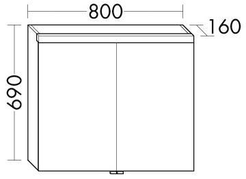 Alva Prima Spiegelschrank, Korpus verspiegelt, 80x69x16cm, LED-Beleuchtung - AQBMPRSPS2