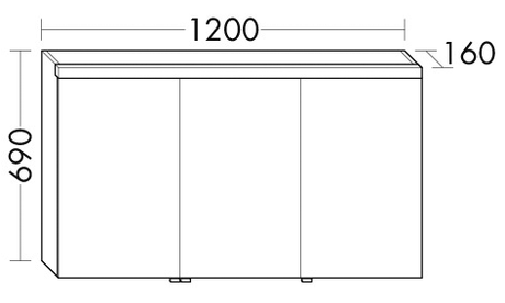 Alva Prima Spiegelschrank, Korpus verspiegelt, 120x69x16cm,LED-Beleuchtung - AQBMPRSPS4