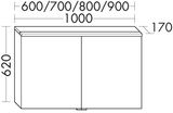 Alva Viva Spiegelschrank, Korpus verspiegelt, 70x62x17cm, LED-Aufsatzleu. - AQBMVISPS2