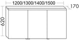 Alva Viva Spiegelschrank, li.,Korp. verspiegelt, 140x62x17cm,LED-Aufsatzleu. - AQBMVISPS8L