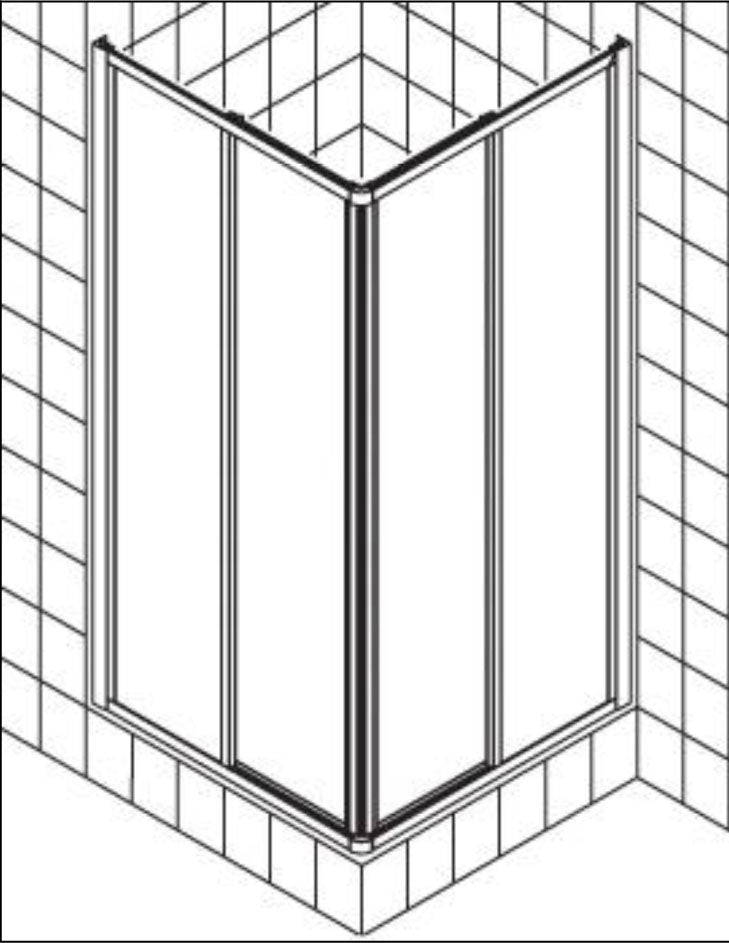 ALVA Una Eckeinstiegshälfte 86,5-90/190cm, Silber, Kunststoffglas