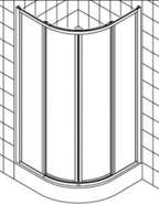 ALVA Una Runddusche m. Schiebetür 85,5-89/190cm, Weiß, Kunststoffglas