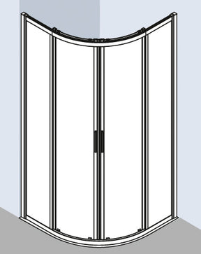 Alva Juna Runddusche m. Schiebet. 88,5-91/200cm, Silber HGL, ESG Clean - AQDUJURS90
