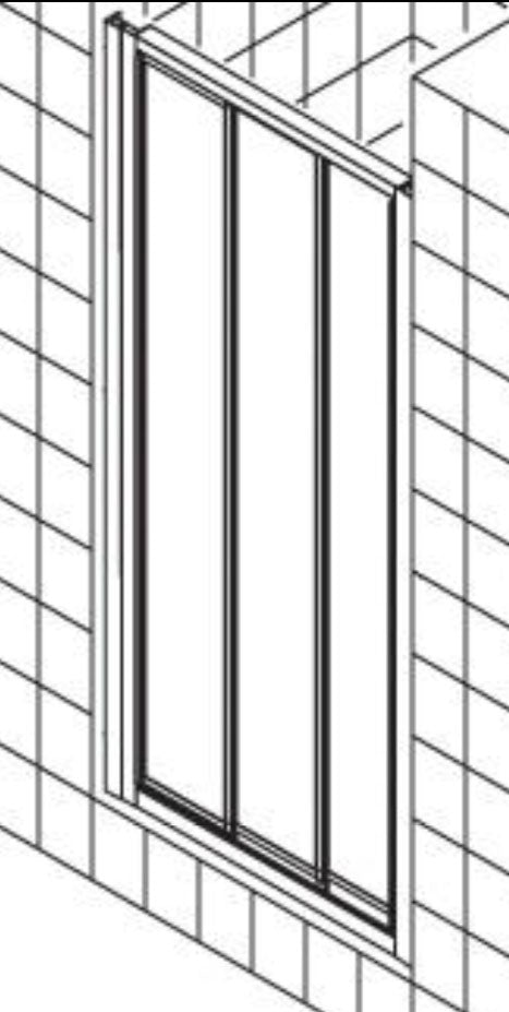 Alva Una Schiebetür 3-teilig 74-81/190cm, Silber, Kunststoffglas - AQST380K