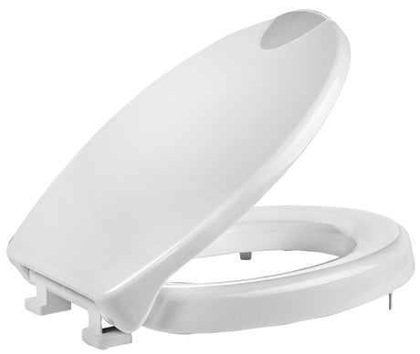 Alva Varia WC-Sitz mit Sitzerhöhung 5cm, Absenkautom., Edelstahlscharn.,Weiß - AQWCSSH