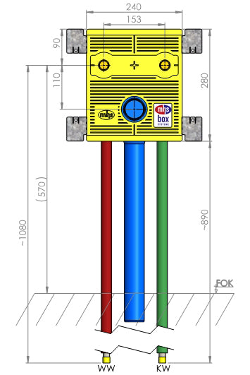 MHS mhs-Spültisch 240 Auslass 153mm Unibox Rohr:Rehau Rautitan  – 22041RA5PO0000