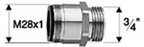 Alva Varia Reduktion Messing verchromt M28 x 1 x 3/4" - AQARVARE28.3/4
