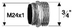 Alva Varia Reduktion Messing verchromt M24 x 1 x 3/4" - AQARVARE24.3/4