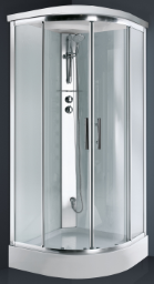 ALVA Forta Komplettdusche rund 90x90 cm, mit Thermostat, Kopfbrause, ESG-Glas, Weiß - AQDUFOR90D