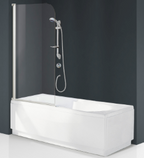 ALVA Varia Wannenwand 1-teilig 150x70cm, Glas ESG, Weiß