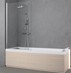 Alva Varia Wannenwand 1-teilig 150x80cm, Glas ESG Clean, Silber - AQDUVA5C
