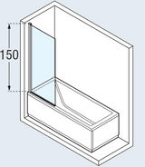 Alva Varia Wannenwand 1-teilig 150x80cm, Glas ESG Clean, Silber - AQDUVA5C