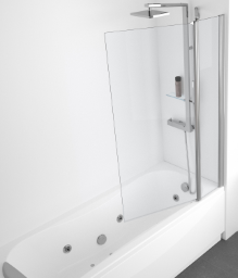 ALVA Varia Wannenwand 2-teilig 150x98cm, ESG Clean, Silber