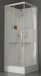 ALVA Forta Komplettdusche Eck-Einstieg 80x80cm, mit Thermostat, ESG Clean, Weiß - AQDUFOE80