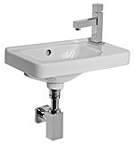 Alva Idea HWB asym. Becken links Ablage rechts, 45x25cm, m.Hahnloch, Weiß - AQKEIDHWB45L