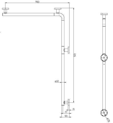 Alva Varia Duschhandlauf doppelt 76x112,5cm, bis 130kg, Chrom - AQBFVADHLD76C