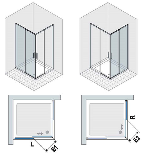Alva Amoa 1.0 Eckeinstiegshälfte re 77,6-80,1/200cm, Silber HGL, ESG - AQDUAMEH80R