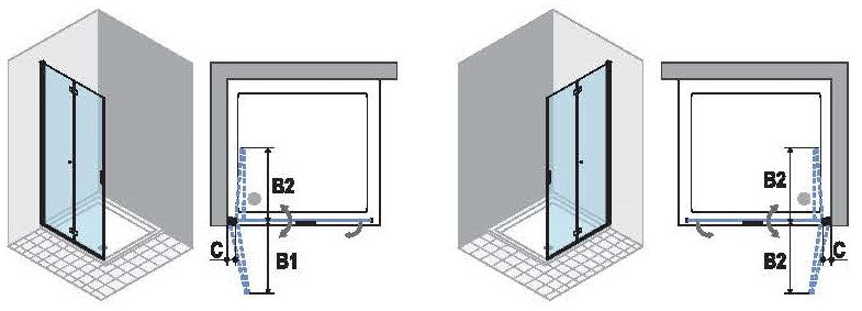 Alva Dura Eckeinstiegshäl. Falttür re., 88,3-90,1/195cm, Silb. Matt,Gl. ESG - AQDUDUEHF90RM