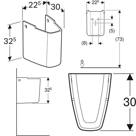 Alva Prima Halbsäule für Waschtische ab 55cm, Weiß - AQKEPRHS