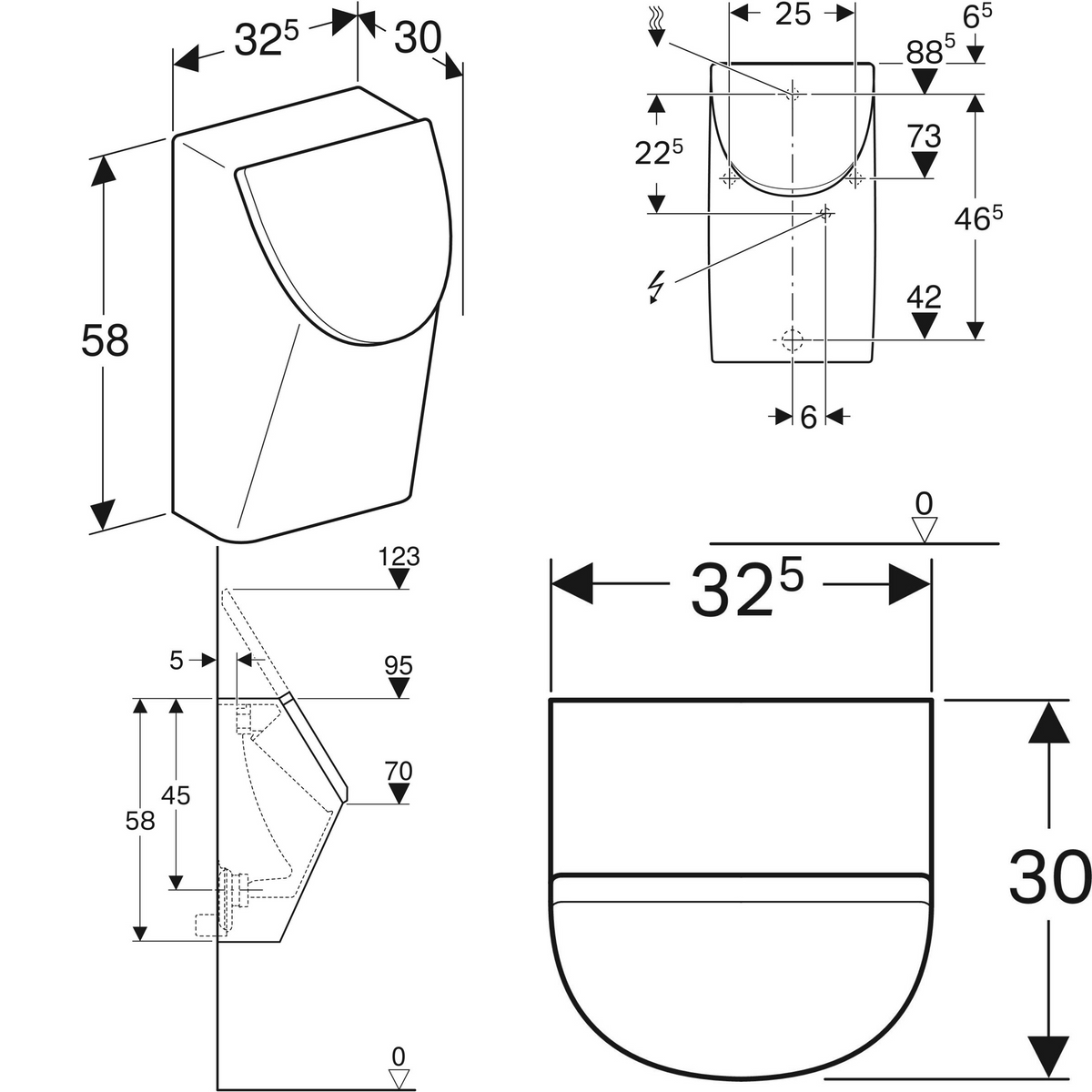 Alva Prima Urinal mit Deckel Zulauf hinten, verdeckte Befest.Weiß - AQKEPRU