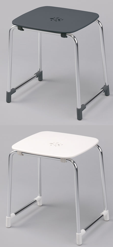 Alva Varia Badhocker mit ABS Sitzfläche zentr. Wasserablauf,bis 160kg,Grau/Chrom - AQBFVABHGC