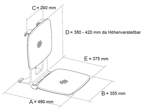 Alva Varia Einhängesitz mit ABS Sitzfl. zentr. Wasserablauf,bis 160kg,Grau/Chrom - AQBFVAEHSGC