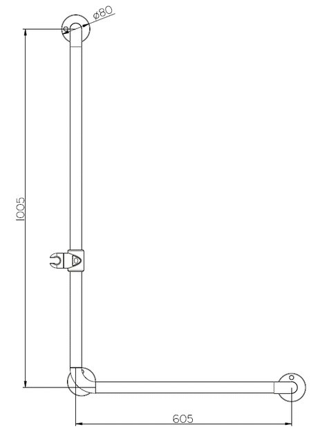 Alva Varia Haltegriff 90 mit Brausehalter,100,5x60,5cm,bis 150kg,Weiß - AQBFVAHG90.1W