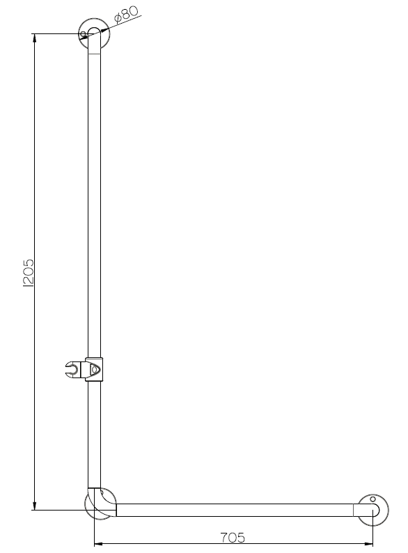 Alva Varia Haltegriff 90 mit Brausehalter,120,5x70,5cm,bis 150kg,Weiß - AQBFVAHG90.2W
