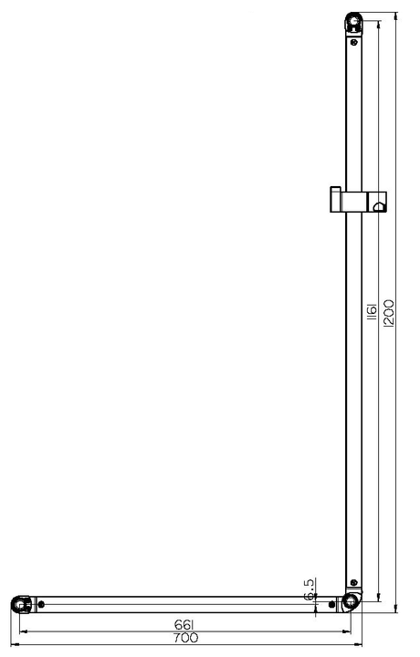 Alva Varia Haltegriff 90 mit Brh. 120x70cm, bis 130kg, Aluminium Chrom - AQBFVAHG90.3AC